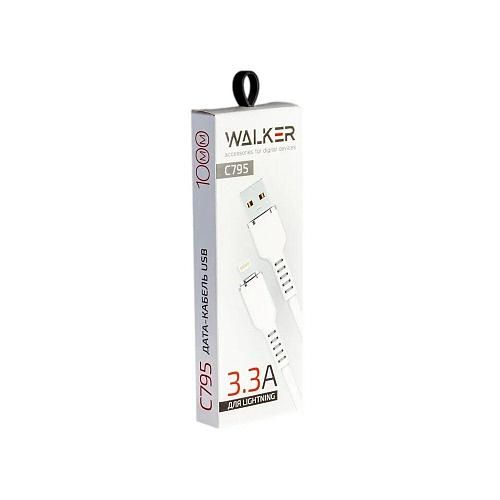 Кабель USB - Lightning 8-pin WALKER C795 белый (1м) /3,3А/