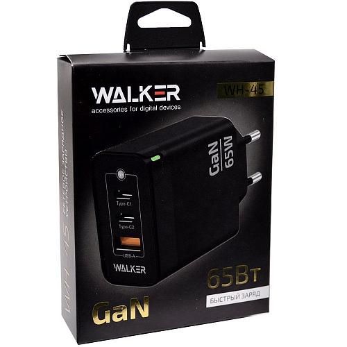 СЗУ USB-С 3,25А (USB, TYPE-C, QC 3.0, PD, GaN, 65W) WALKER WH-45 черный