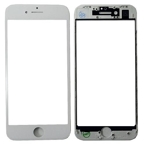 Стекло совместим с iPhone 8 + OCA + рамка белый (олеофобное покрытие) 