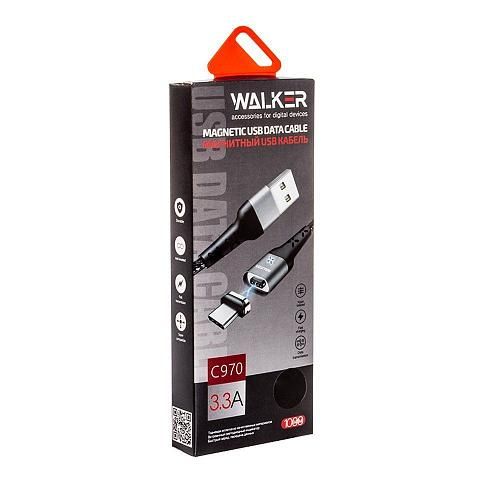 Кабель USB - micro USB WALKER C970 (магнитный) черный (1м)