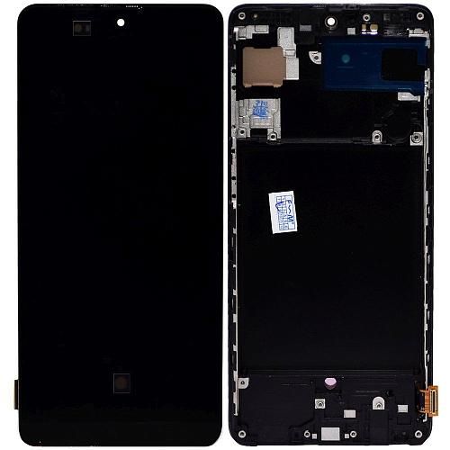Дисплей совместим с Samsung SM-A715F/Galaxy A71 + тачскрин + рамка черный OLED (orig size)