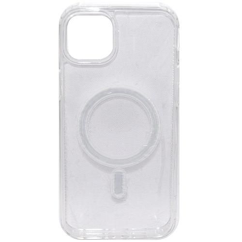 Чехол - накладка совместим с iPhone 14 Plus "Magsafe" cиликон+пластик прозрачный