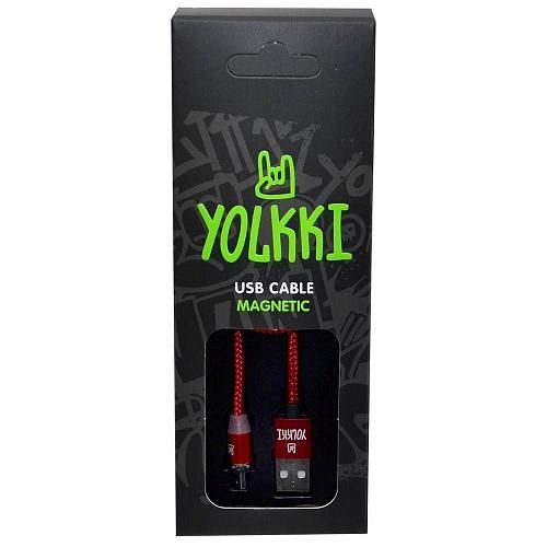 Кабель USB - micro USB YOLKKI Magnetic 01 красный (1м) /max 2A/