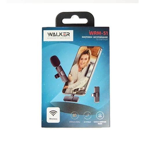 Микрофон петличный Bluetooth WALKER WRM-51 (Lightning 8-pin) черный