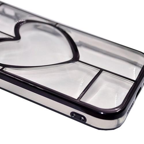 Чехол - накладка совместим с iPhone 13 Pro (6.1") "Heart" силикон черный