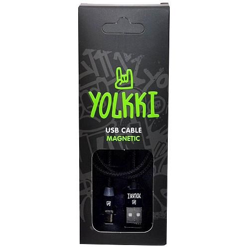 Кабель USB - TYPE-C YOLKKI Magnetic 01 черный (1м) /max 2A/