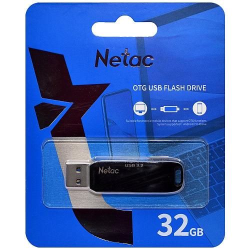 32GB USB 3.0/Type C Flash Drive NETAC US11 Dual черный/серебро (NT03US11C-032G-32BK)
