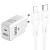 СЗУ+кабель (lightning)  USB(1), USB-C(1), 2.4A, 18W, PD  YOLKKI YH-31L бел.
