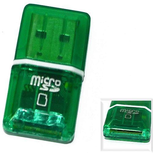 Картридер Micro SD - USB зеленый