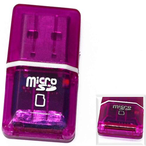 Картридер Micro SD - USB фиолетовый