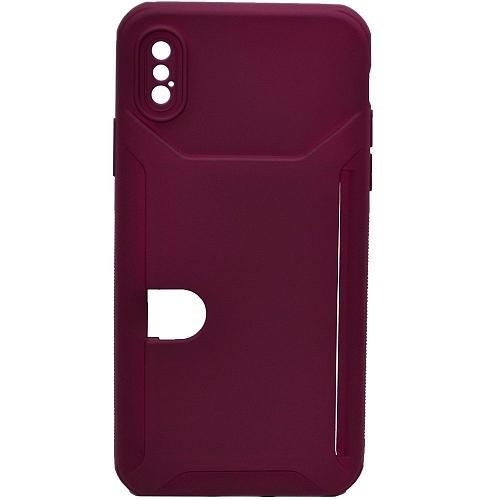Чехол - накладка совместим с iPhone X/Xs "Cardholder" Вид 2 силикон бордовый