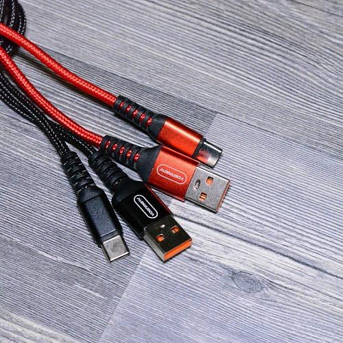 Кабель USB - TYPE-C DENMEN D02T красный (1м)