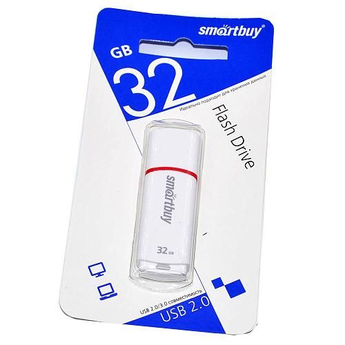 32GB USB 2.0 Flash Drive SmartBuy Crown белый COMPACT (SB32GBCRW-W_C)