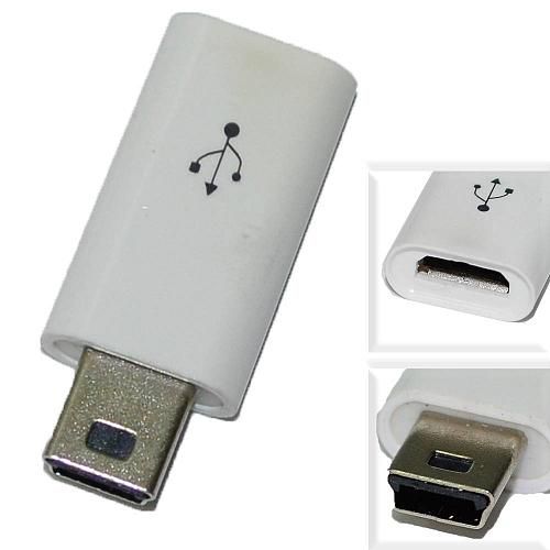 Переходник micro USB - mini USB белый