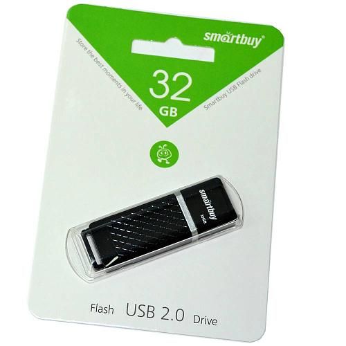 32GB USB 2.0 Flash Drive SmartBuy Quartz черный (SB32GBQZ-K)