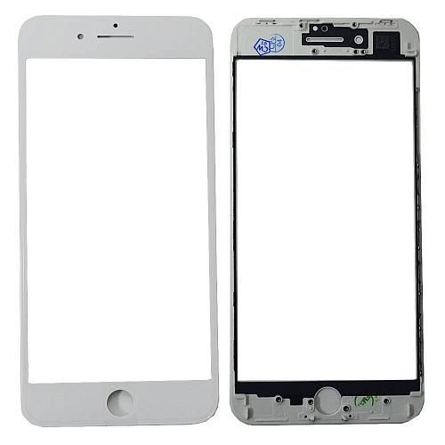 Стекло совместим с iPhone 8 Plus + OCA + рамка белый (олеофобное покрытие) 