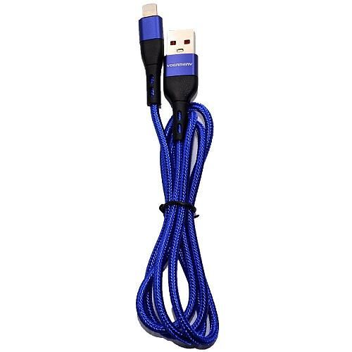 Кабель USB - Lightning 8-pin DENMEN D60L синий (1м)/повреждена упаковка/