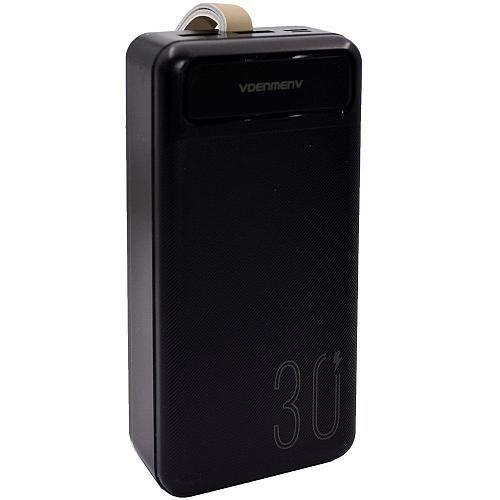 Аккумулятор внешний 30000mA DENMEN DP17 (2USB выхода 2,0A/Micro USB, Type-C) черный