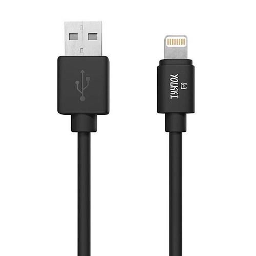Кабель USB - Lightning 8-pin YOLKKI Standart 02 pack черный (1м) /max 2,1A/