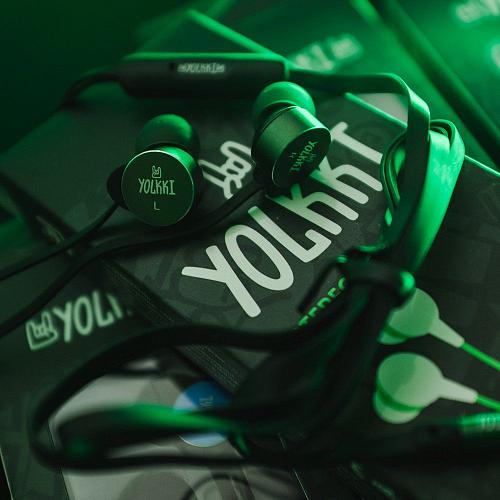 Наушники внутриканальные YOLKKI Rock 02 box черный/темно-зеленый