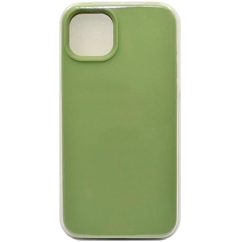 Чехол - накладка совместим с iPhone 15 "Soft Touch" пыльно-зеленый 1 /с логотипом/