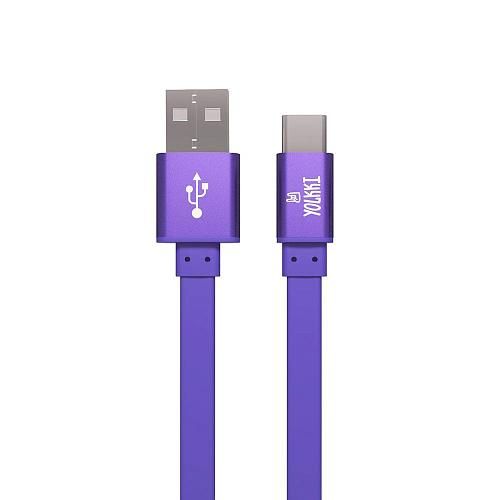 Кабель USB - TYPE-C YOLKKI Trend 01 фиолетовый (1м) /max 2A/