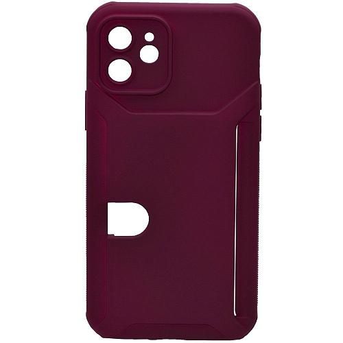 Чехол - накладка совместим с iPhone 12 (6.1") "Cardholder" Вид 2 силикон бордовый