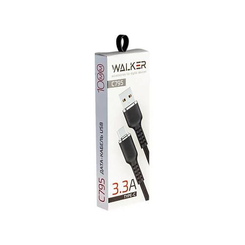 Кабель USB - TYPE-C WALKER C795 черный (1м) /3,3А/