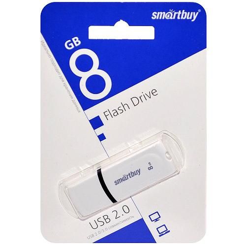 8GB USB 2.0 Flash Drive SmartBuy Paean белый (SB8GBPN-W)