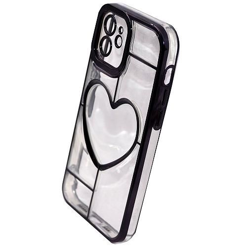Чехол - накладка совместим с iPhone 12 (6.1") "Heart" силикон черный