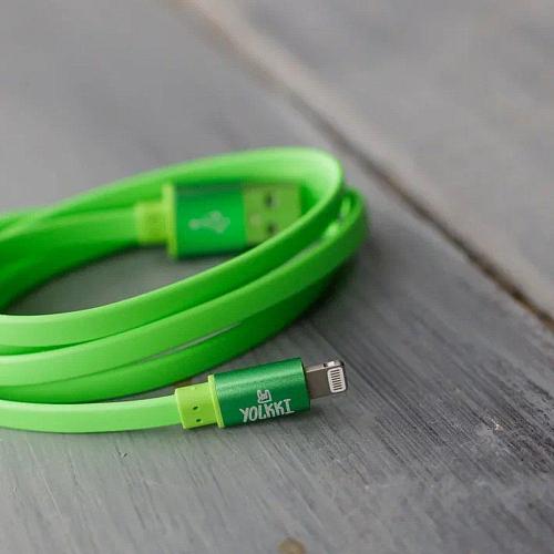Кабель USB - Lightning 8-pin YOLKKI Trend 01 зеленый (1м) /max 2A/