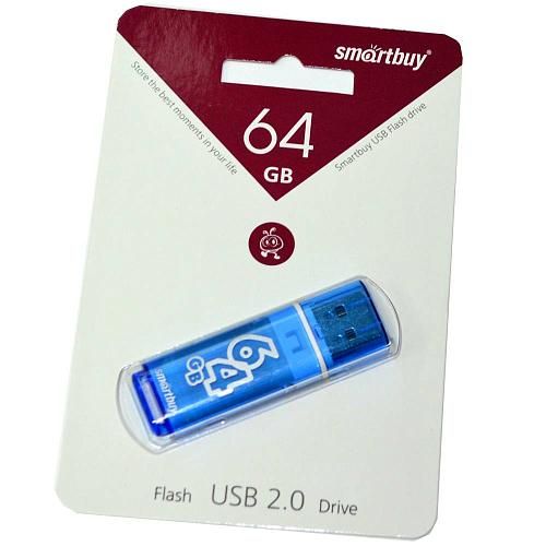 64GB USB 2.0 Flash Drive SmartBuy Glossy синий (SB64GBGS-B)