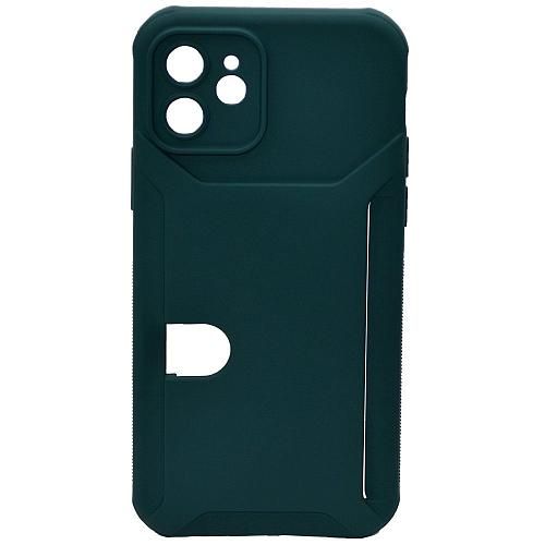 Чехол - накладка совместим с iPhone 12 (6.1") "Cardholder" Вид 2 силикон темно-зеленый