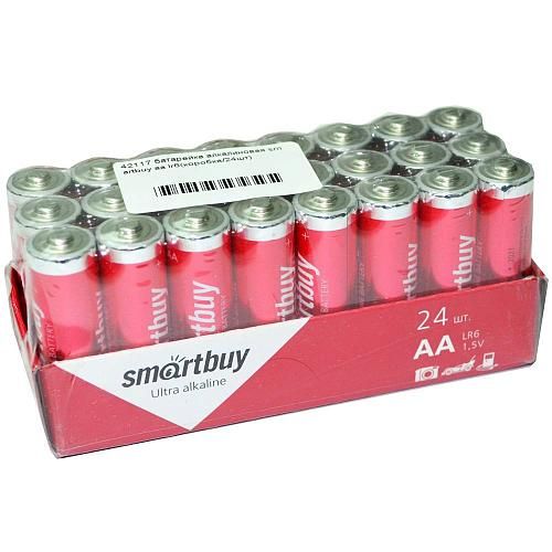 Батарейка AA LR6 алкалиновая SmartBuy (коробка/24шт)