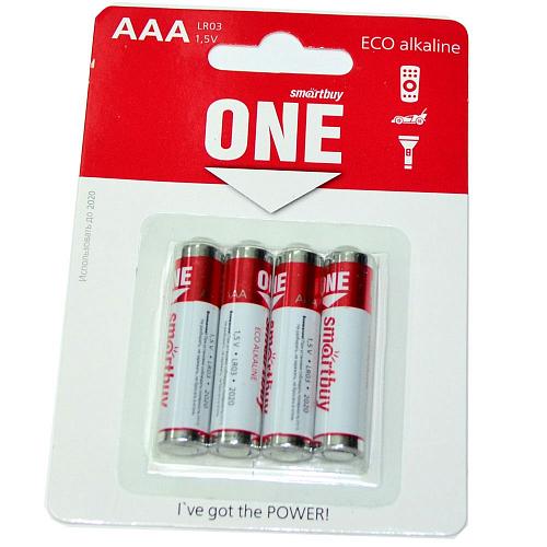 Батарейка AAA LR03 алкалиновая SmartBuy One (блистер/4шт) 