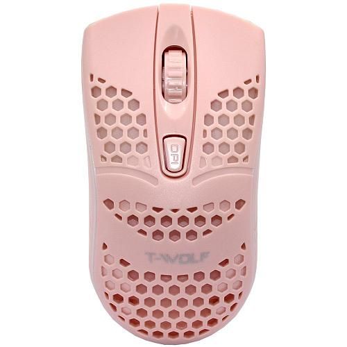 Мышь проводная игровая T-WOLF V15 розовый