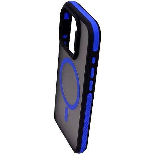 Чехол - накладка совместим с iPhone 15 Pro (6.1") "Mystery" с Magsafe пластик+силикон синий