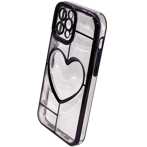 Чехол - накладка совместим с iPhone 12 Pro (6.1") "Heart" силикон черный