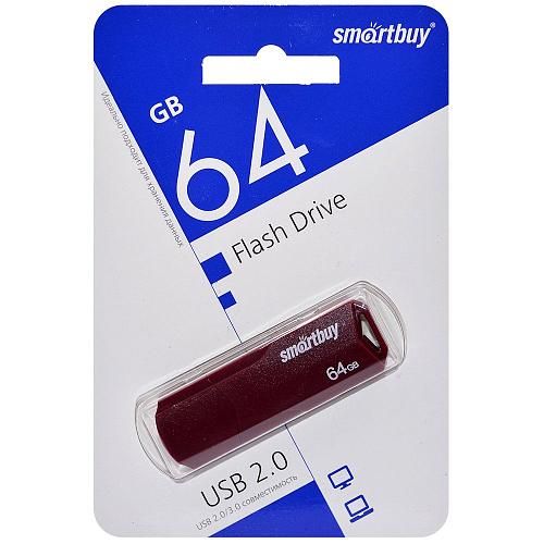 64GB USB 2.0 Flash Drive SmartBuy Clue бургунди (SB64GBCLU-BG)