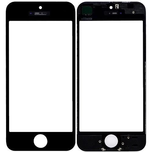 Стекло совместим с iPhone 5S + OCA + рамка черный (олеофобное покрытие) orig Factory AA