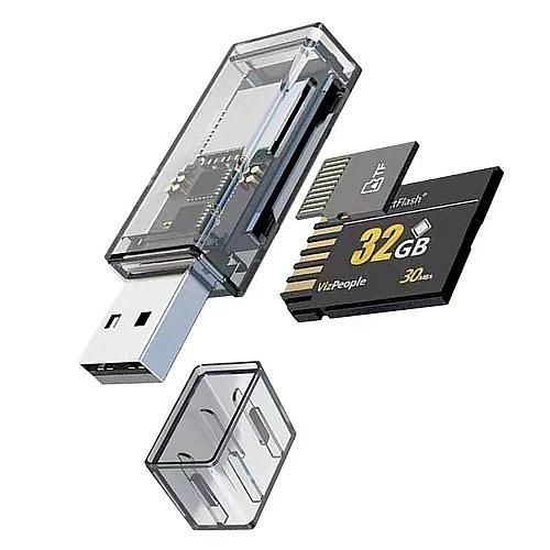 Картридер универсальный SD/Micro SD/USB WALKER WCD-70 /цвет в ассортименте/ купить оптом и в розницу онлайн