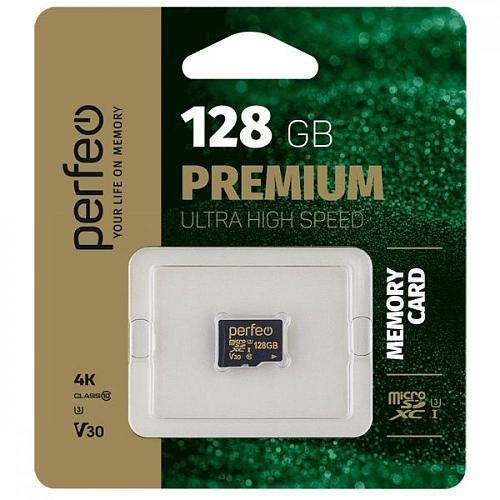 Карта памяти sdxc micro perfeo 128gb class10 uhs 3 v30 с адап pf128gmcsx10v30a