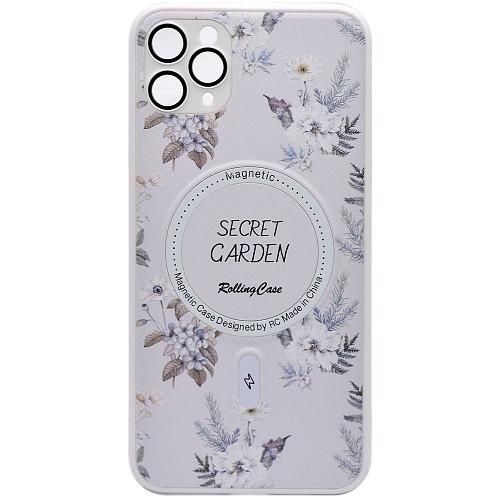 Чехол - накладка совместим с iPhone 11 Pro (5.8") "Flowers" c Magsafe силикон + пластик Вид 3