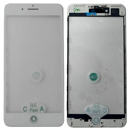 Стекло совместим с iPhone 7 Plus + OCA + рамка белый (олеофобное покрытие) orig Factory