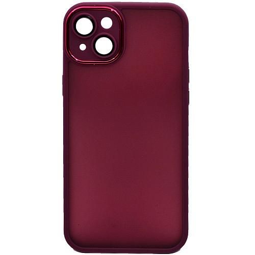 Чехол - накладка совместим с iPhone 14 Plus "Allure" полупрозрачный пластик + силикон бордовый
