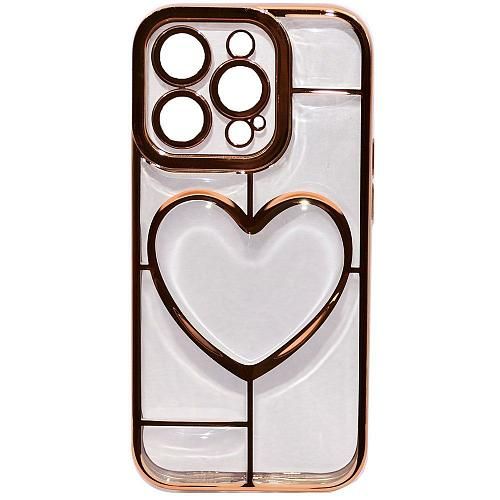 Чехол - накладка совместим с iPhone 13 Pro (6.1") "Heart" силикон золото