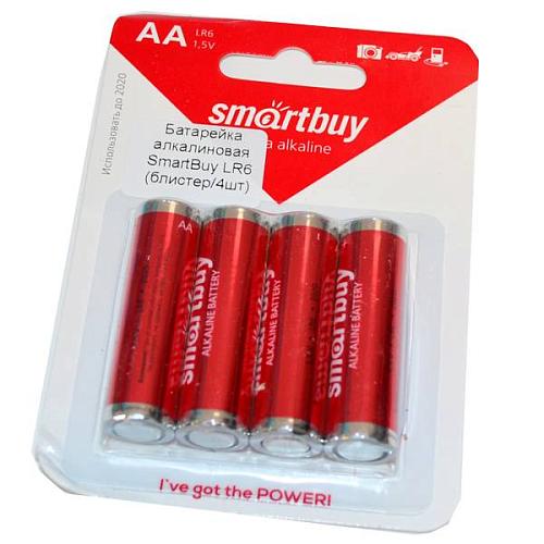 Батарейка AA LR6 алкалиновая SmartBuy (блистер/4шт)