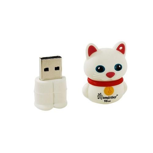 16GB USB 2.0 Flash Drive SmartBuy Wild Котенок белый (SB16GBCatW)