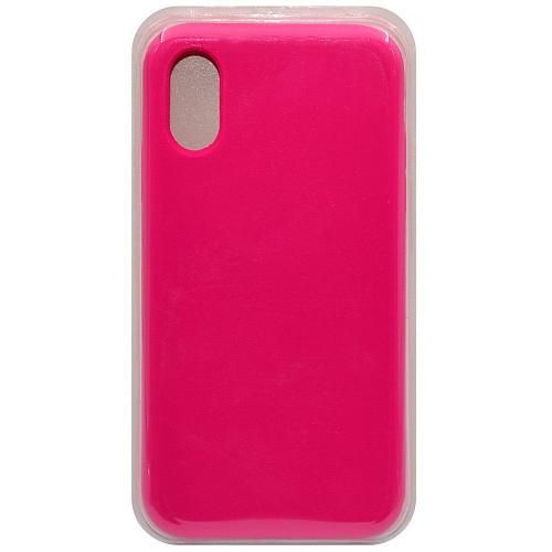 Чехол - накладка совместим с iPhone X/Xs "Soft Touch" ярко-розовый 65 /с логотипом/