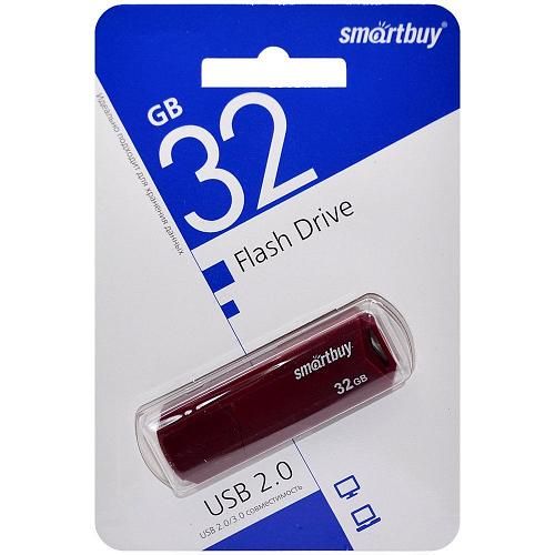 32GB USB 2.0 Flash Drive SmartBuy Clue бургунди (SB32GBCLU-BG)
